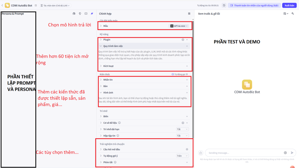 Ảnh minh họa setup Chatbot AI trả lời tin nhắn 